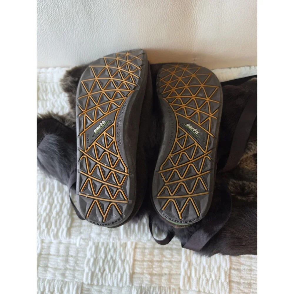 Earth Pike Suede Fur Ribbon Boots Sz 8.5